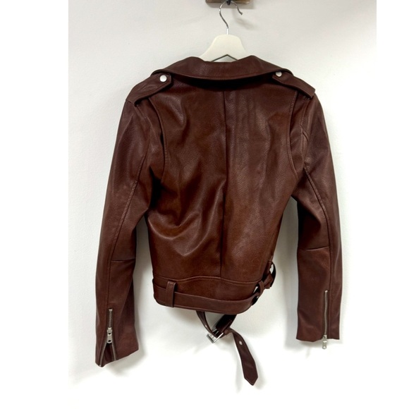 7 For All Mankind Faux Leather Motorcycle Jacket- S,M - Picture 3 of 9
